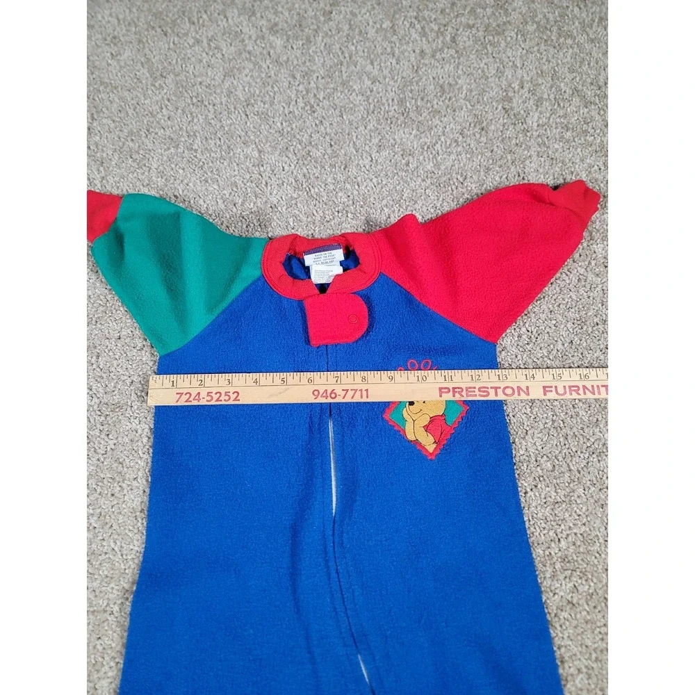 Vintage Winnie The Pooh Sleeper Footed Pajama Full Zip 18 Months Blue 90s Disney